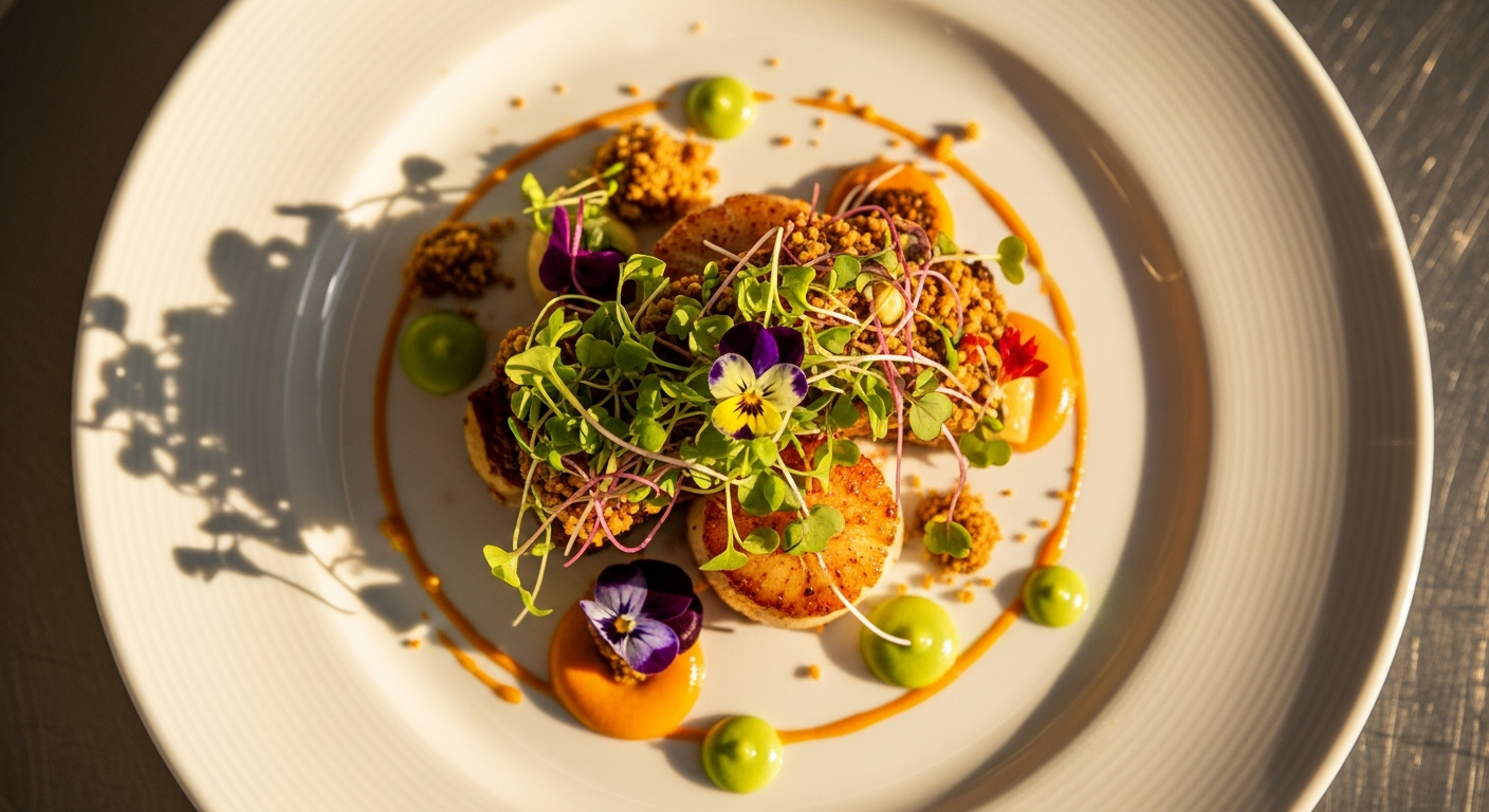 Gourmet-Anrichtung von oben